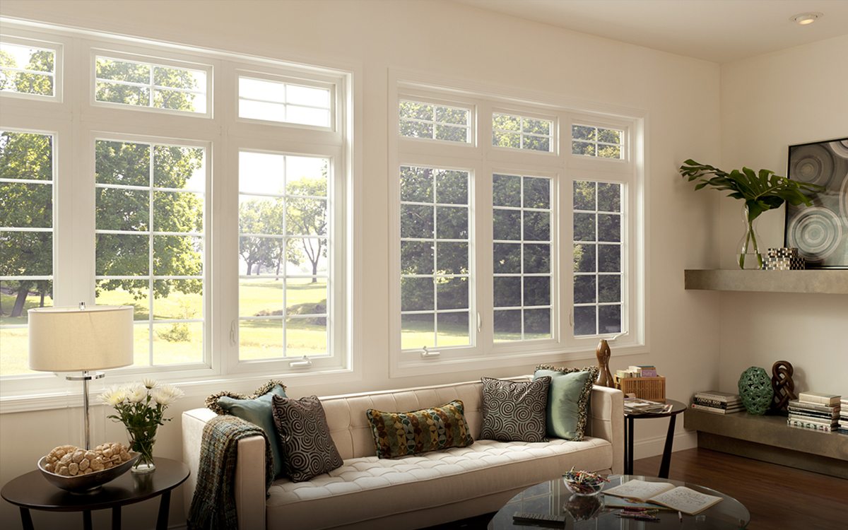 White Casement Window with Transom on Top