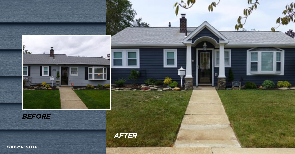 Before and after photo Regatta color siding