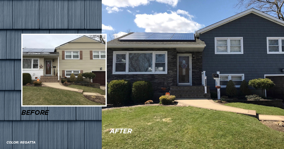 Before and after photo Regatta color siding